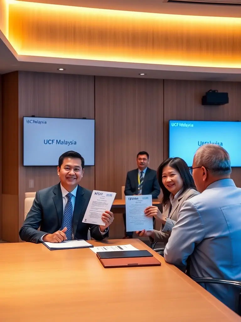 UCF Malaysia representatives meeting with government officials to discuss educational initiatives and collaborations, emphasizing a strong government partnership.