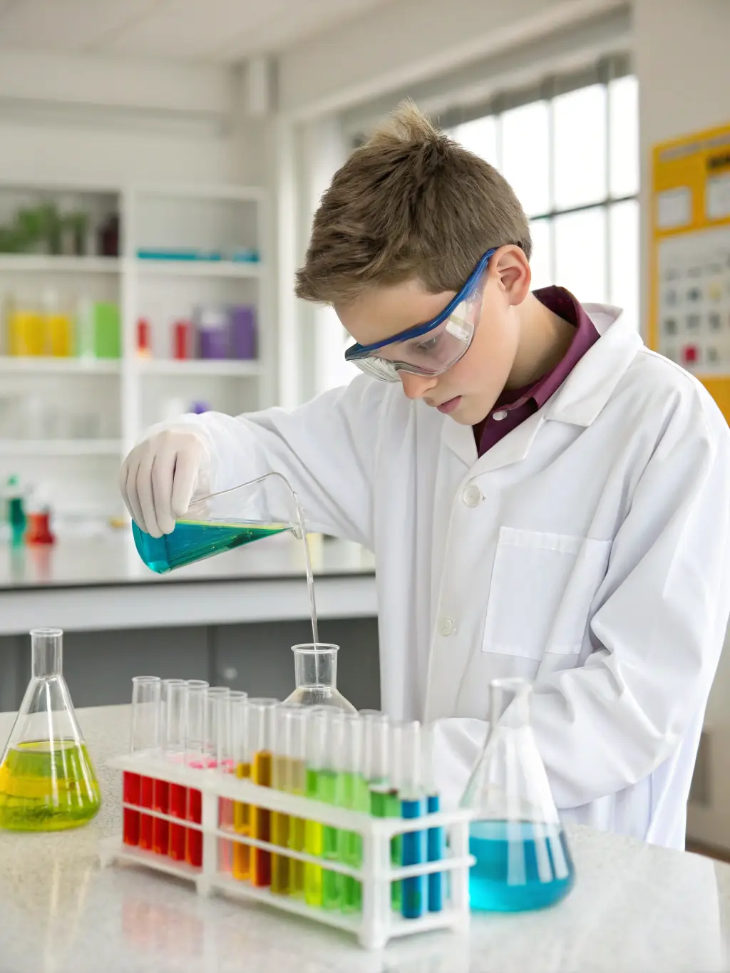 A UCF Malaysia student is conducting research in a well-equipped science lab, highlighting the research opportunities available to education students interested in STEM education.